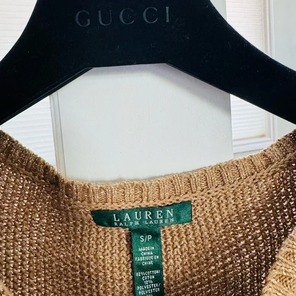 Iconic Ralph Lauren Rope Sparkly Gold Sweater - Picture 3 of 4